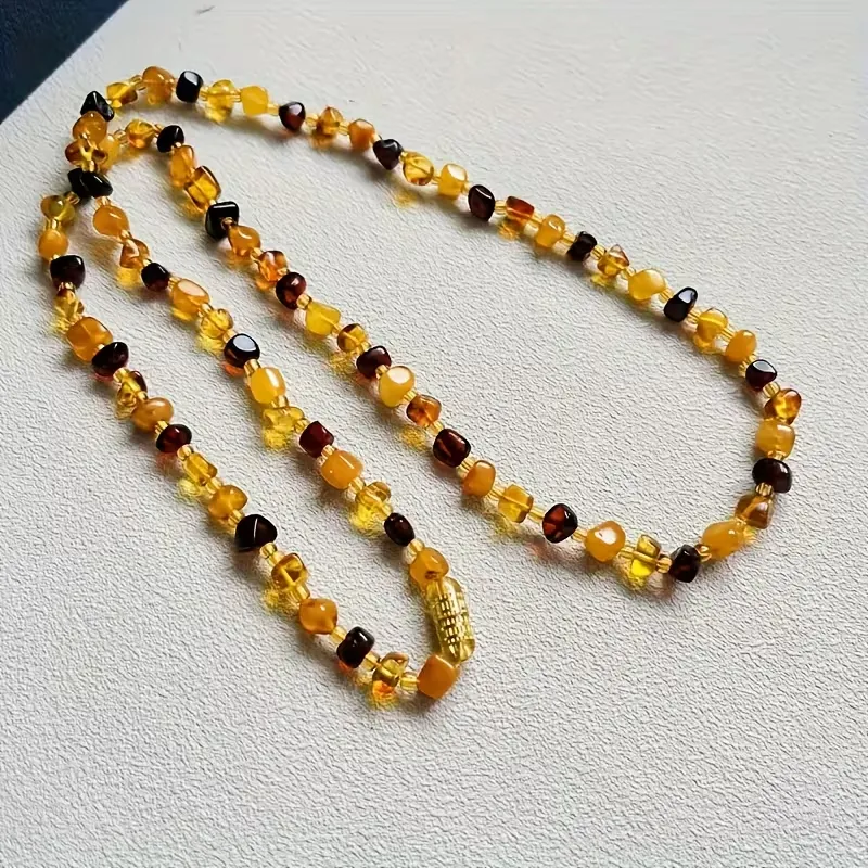 Colar De Contas De Âmbar Natural Estilo Boêmio