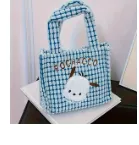 Bolsa Tote de Pelúcia Sanrio Pompom purin azul