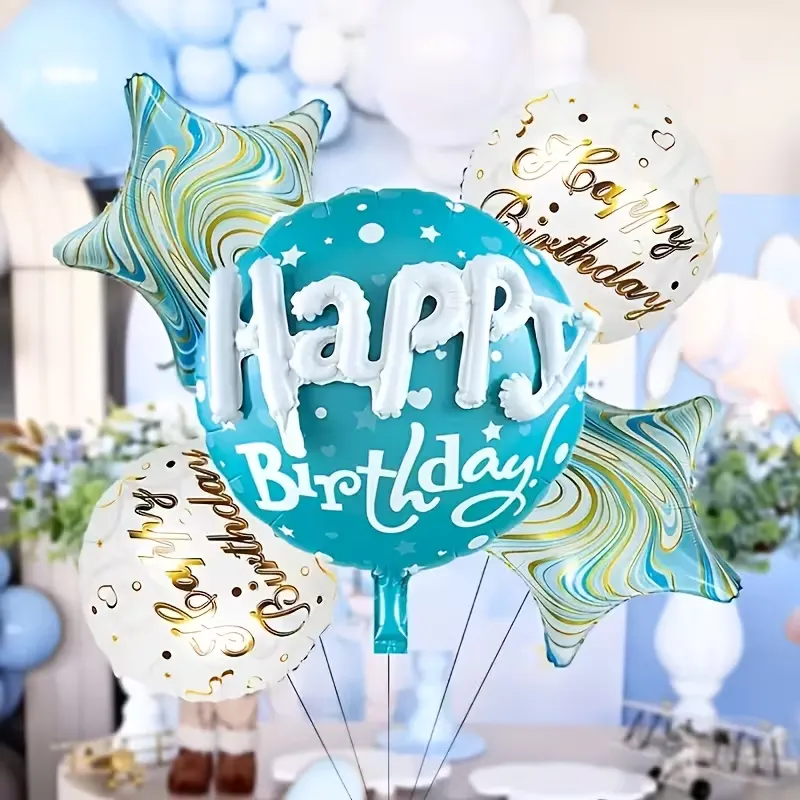 Conjunto de 5 Balões Criativos 3D Estrela Príncipe Azul
